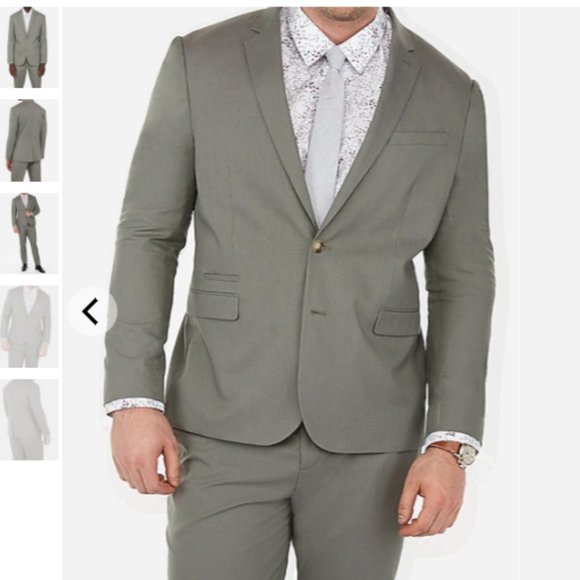 Slim Olive Cotton Blend Stretch Suit Jacket